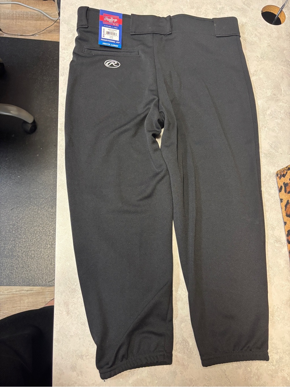 Rawlings Youth Large Black Baseball Softball Pants Traditional Fit NWT